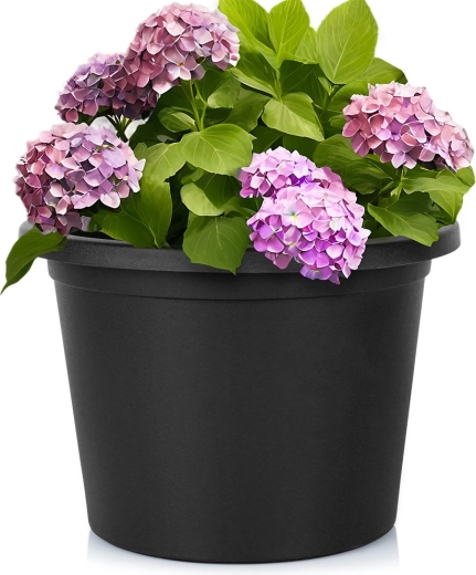 Πλαστική γλάστρα κήπου μαύρη στρογγυλή 34 cm