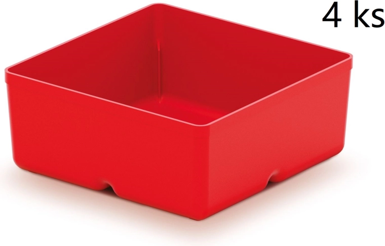 Σετ 4 πλαστικών κουτιών για εργαλεία Unite Box, κόκκινα, 110 × 110 × 112 mm