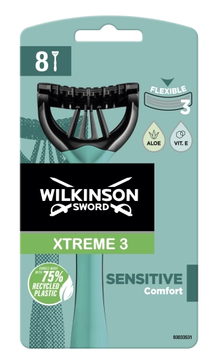 Wilkinson Sword Xtreme 3 Sensitive ανδρικά ξυραφάκια μίας χρήσης 8 τεμ.