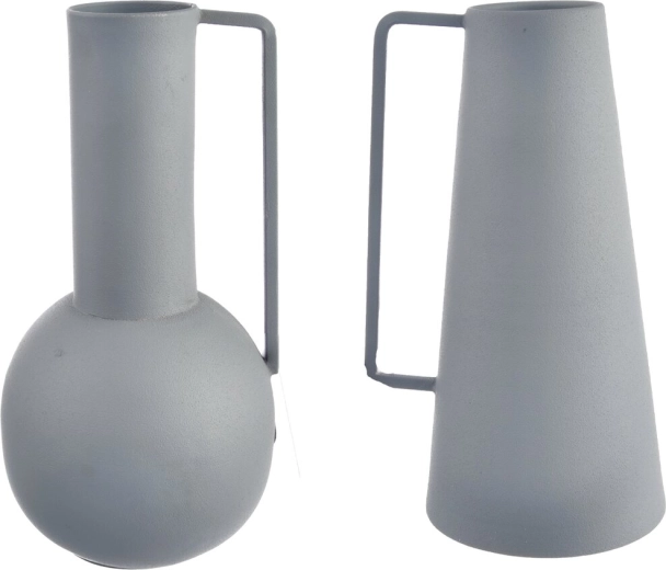 Μεταλλικό βάζο γκρι 21 cm (2 παραλλαγές)