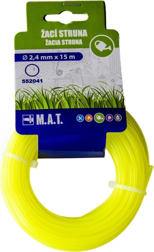 Νάιλον μεσινέζα για θαμνοκοπτικό 2,4 mm, στρογγυλό προφίλ, 15 m, κίτρινη