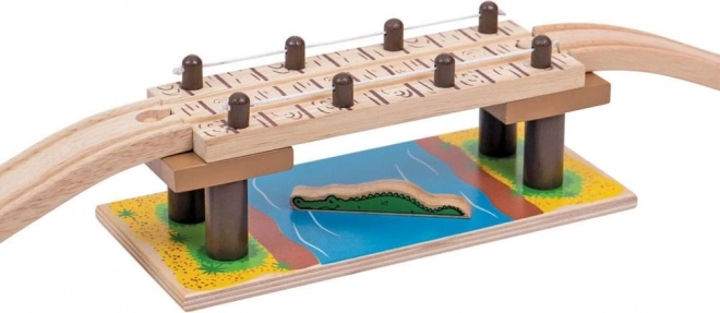 Ξύλινη γέφυρα σαφάρι με κροκόδειλο Bigjigs Rail
