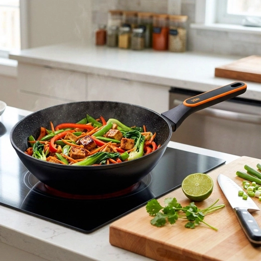 Βαθύ σχήμα wok για ασιατικά φαγητά και ζυμαρικά
