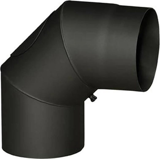 Γωνία καπναγωγού με οπή 145 mm, 90°, πάχος 1,5 mm, μαύρη