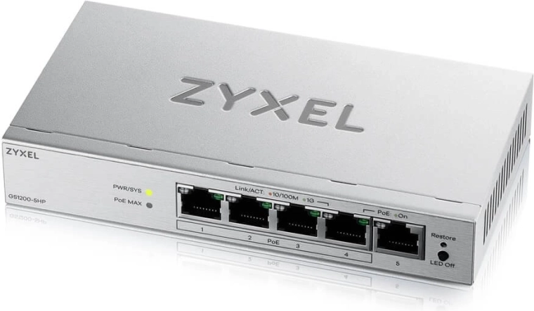 Zyxel GS1200-5HP v3 – 5θυρος gigabit διαχειριζόμενος μέσω ιστού PoE switch