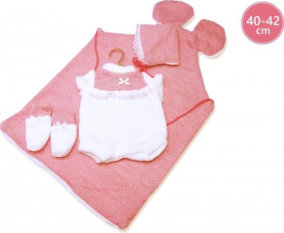 Llorens ρούχα για κούκλα New Born 40–42 cm, σετ 3 τεμαχίων με στρωματάκι με αυτάκια