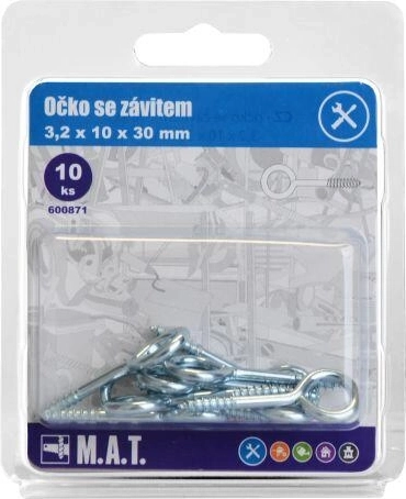 Κλειστό μάτι με σπείρωμα 30 × 10 × 3,2 mm, γαλβανιζέ, 10 τεμ.