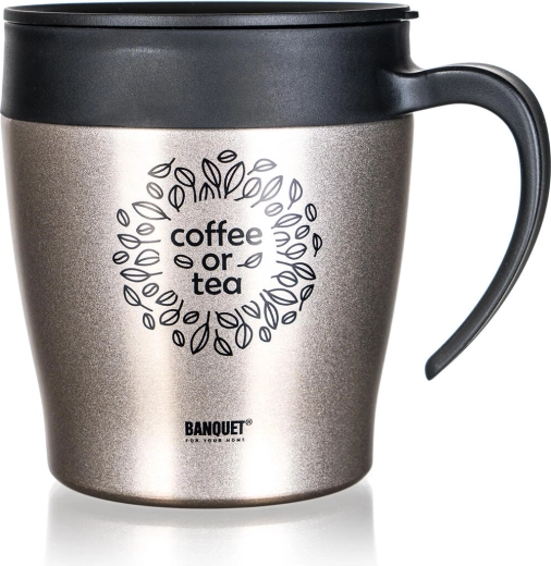 Θερμοκούπα ταξιδιού 330 ml BANQUET TAZZA, ανοξείδωτη, μπεζ
