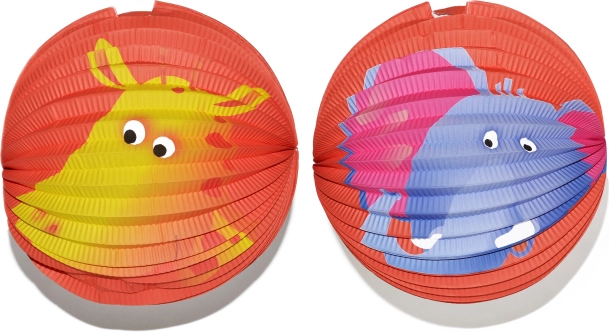 Χάρτινος φανός σφαίρα με ζωικό μοτίβο 25 cm