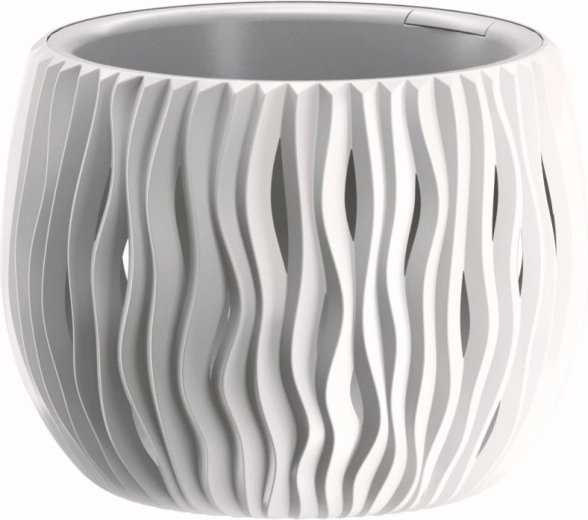 Γλάστρα Sandy Bowl με εσωτερικό ένθετο 18 cm λευκή