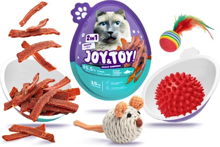 JOY&TOY! Αυγό για γάτες με έκπληξη – λεπτές νιφάδες κοτόπουλου Thin Flakes