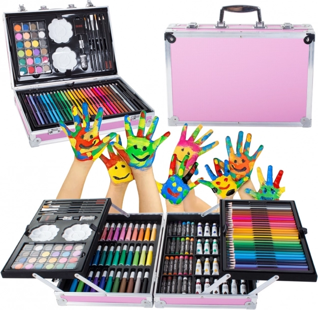 Σετ ζωγραφικής σε βαλιτσάκι 145 τεμ ροζ