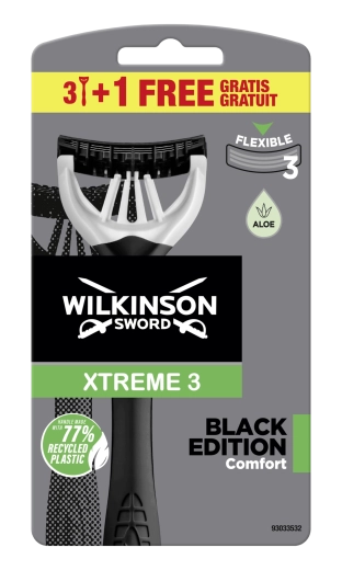Wilkinson Xtreme 3 Black Edition ξυραφάκι ξυρίσματος 3+1 τεμ.