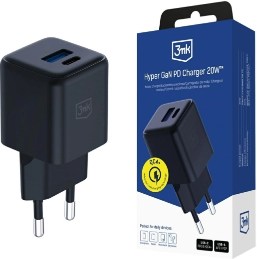 Φορτιστής τοίχου 3mk Hyper GaN 20 W μαύρος