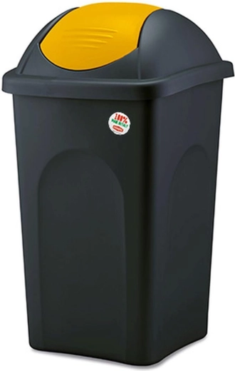 Ανακλινόμενος κάδος απορριμμάτων MULTIPAT 60 l, μαύρο-κίτρινο, πλαστικός