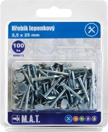 Γαλβανισμένα καρφιά ασφαλτόπανου 25 × 2,5 mm (100 τεμ.)