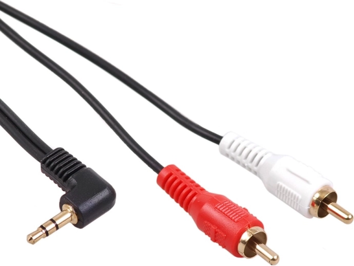 Καλώδιο mini jack 3,5 mm γωνιακό σε 2× RCA 1 m MCTV μαύρο
