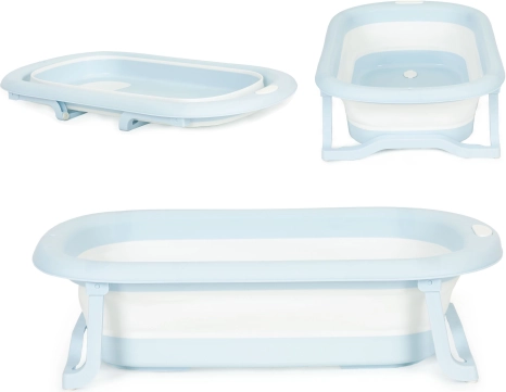 Πτυσσόμενη ταξιδιωτική βρεφική μπανιέρα με σιφόνι, γκρι