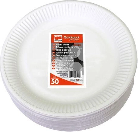Χάρτινα πιάτα μίας χρήσης 23 cm, λευκά (50 τεμ.)