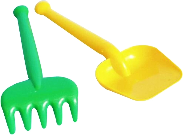 Πλαστικό σετ κήπου για παιδιά – μικρό φτυάρι και τσουγκράνα