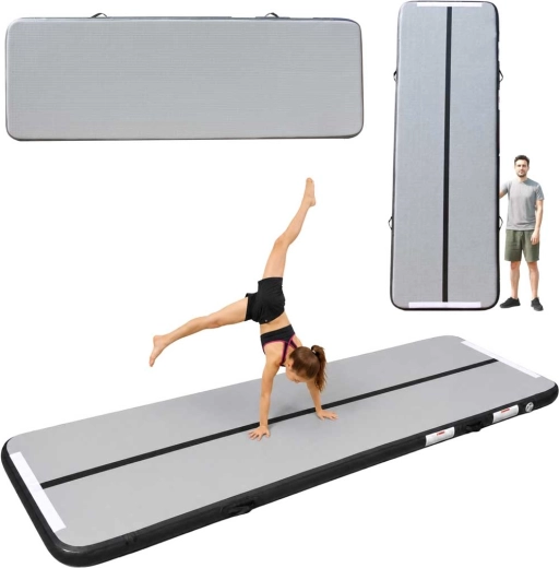 Air track γυμναστικό φουσκωτό στρώμα 400 × 100 × 10 cm γκρι