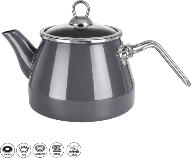 Εμαγιέ τσαγιέρα Grey Lem 2 l