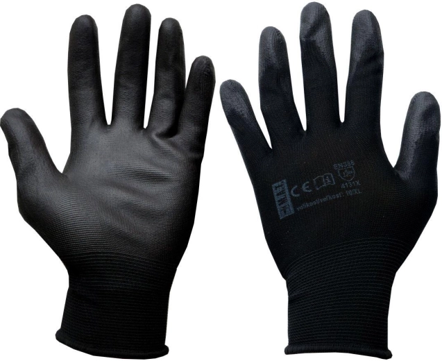 Προστατευτικά γάντια PURE BLACK PU, μέγεθος 10 (XL)