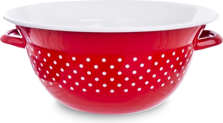 Εμαγιέ μπολ κουζίνας κόκκινο με πουά 26 cm, 2,5 l