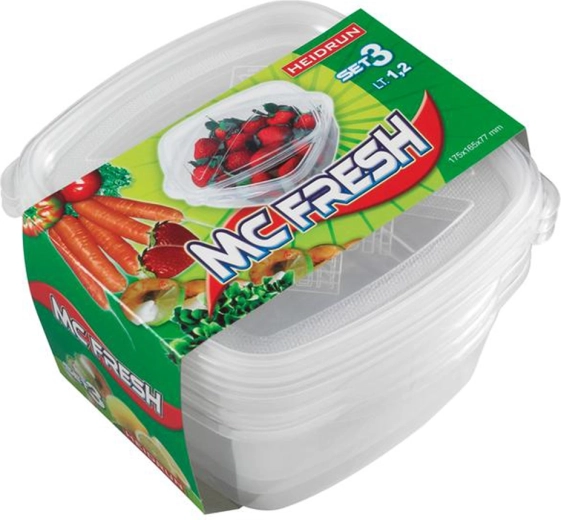 Πλαστικά δοχεία με καπάκι HEIDRUN McFresh 3 × 1,2 l