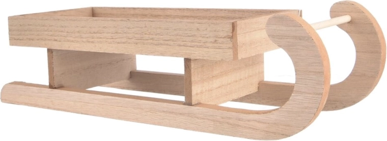 Διακοσμητικό ξύλινο έλκηθρο μπεζ 30 × 10 × 8 cm