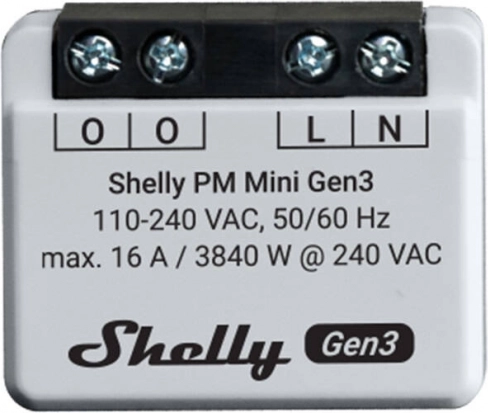 Μονάδα ελέγχου ενέργειας Shelly PM Mini Gen3 WiFi/Bluetooth