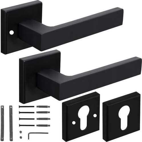 Ruhhy ματ μαύρη χειρολαβή για εσωτερικές πόρτες με τετράγωνη ροζέτα