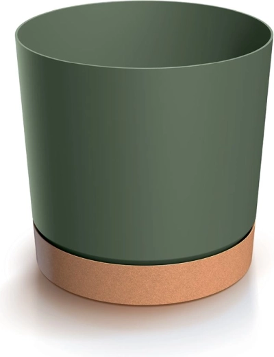 Γλάστρα με πιατάκι TUBO ECO Wood 10,8 cm σκούρο πράσινο