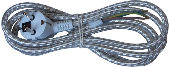Solight εύκαμπτο καλώδιο τροφοδοσίας 3 m, 3×0,75 mm², με υφασμάτινη επένδυση, γωνιακό φις