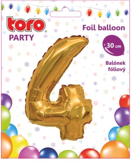 Χρυσό μπαλόνι αλουμινίου αριθμός 4 30 cm TORO