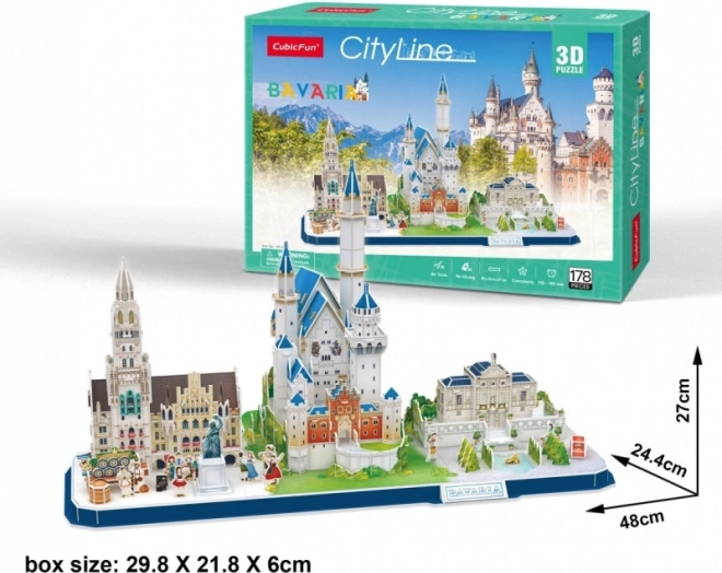 CUBICFUN παζλ 3D CityLine πανοραμική θέα της Βαυαρίας – 178 κομμάτια