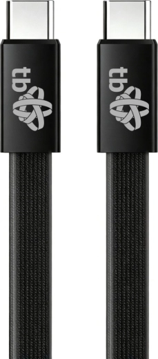 Επίπεδο καλώδιο σιλικόνης USB-C σε USB-C 1 m, μαύρο
