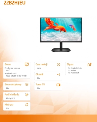 AOC 22B2H 21,5" VA οθόνη με HDMI