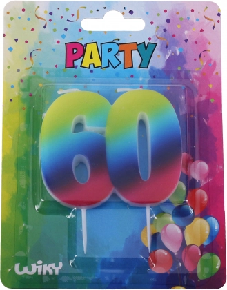 Κερί γενεθλίων αριθμός 60 ουράνιο τόξο