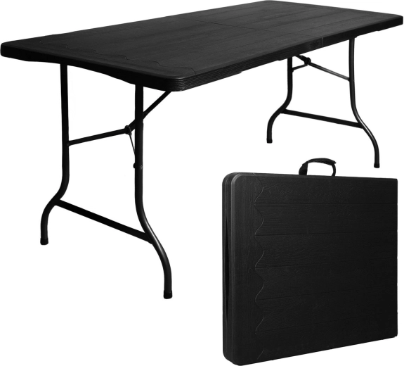 Πτυσσόμενο τραπέζι κήπου και catering 180 cm σε βαλιτσάκι, μαύρο