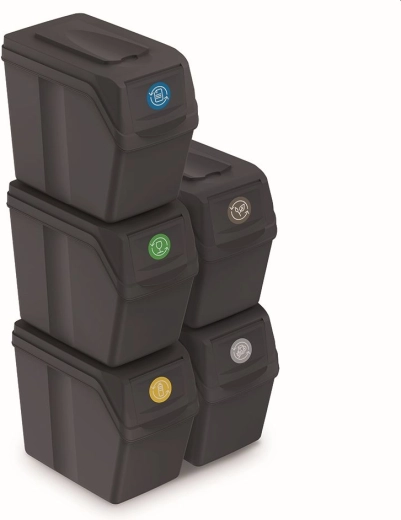 Σετ 5 κάδων ανακύκλωσης Sortibox, 5×20 l, ανθρακί