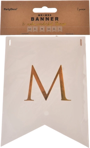 Χάρτινη γιρλάντα Mr./Mrs. λευκή και χρυσή