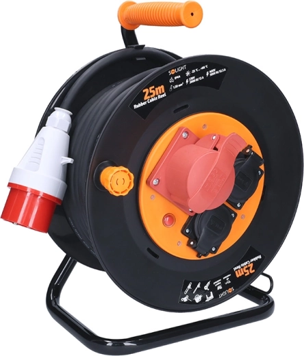 Solight καλώδιο προέκτασης σε καρούλι 25 m, 400 V + 230 V, IP44