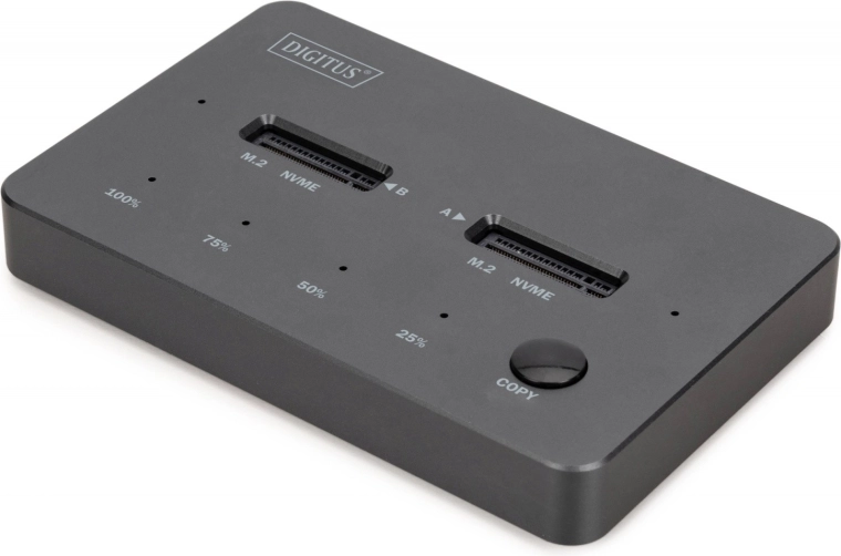 Digitus βάση σύνδεσης για M.2 NVMe SSD με offline κλωνοποίηση, USB‑C 3.2 Gen 2 10 Gb/s, μαύρη