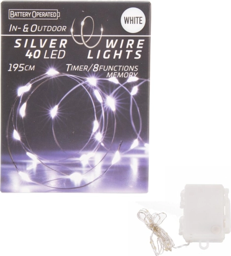 LED φωτάκια σε σύρμα 40 LED λευκά με χρονοδιακόπτη