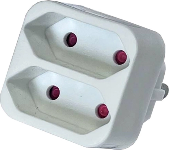 Διπλός αντάπτορας πρίζας KONNOC 2× επίπεδη, 250 V, λευκός