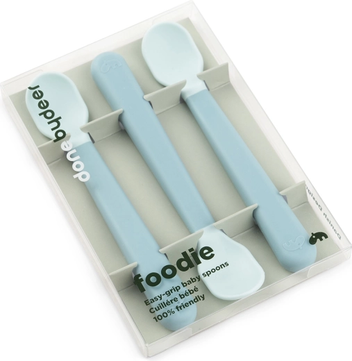 Done by Deer παιδικά κουταλάκια Easy-grip Foodie μπλε 3 τεμ.