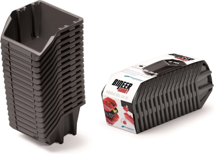 Σετ αποθηκευτικών κουτιών 16 τμχ Bineer Short, 234 × 77 × 92 mm, μαύρο
