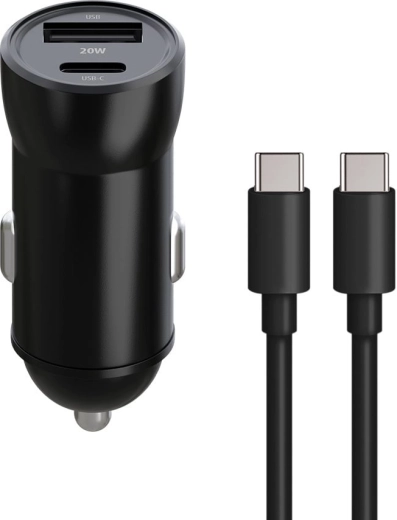 Φορτιστής αυτοκινήτου Maxlife mxcc-04 20 W με USB-C και USB + καλώδιο USB-C σε USB-C 60 W