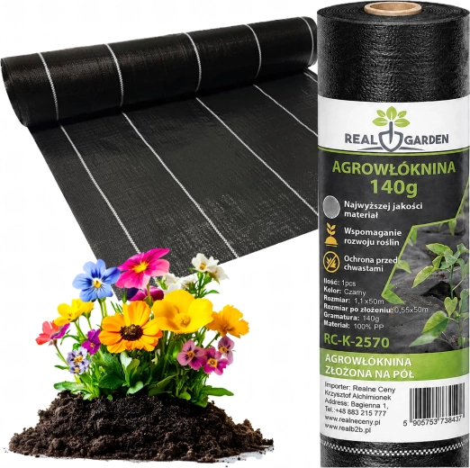 Μαύρο αγροΰφασμα κατά των ζιζανίων 140 g/m² 1,1 × 50 m (UV)
